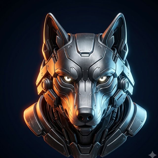 An avatar with an animal centred in frame and cold rim light along the edge